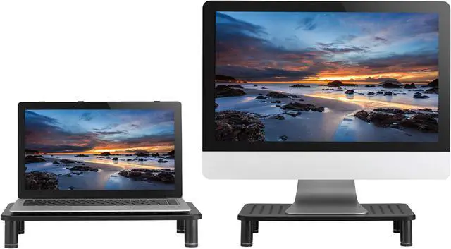 Alt view image 4 of 5 - Husky Mounts Monitor Riser Laptop Stand, Adjustable Legs, Stackable, 14.5" x 9.25" x 3.25" Max Height, Matte Black Steel, 1 Stand