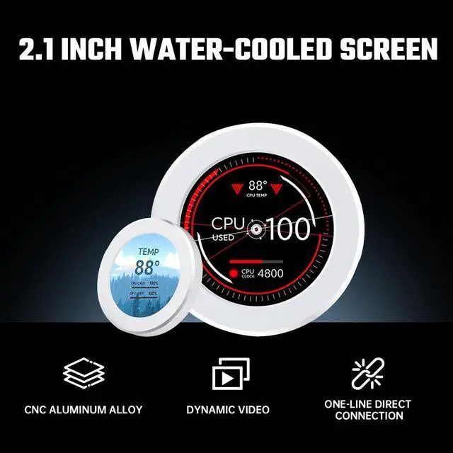 Alt view image 3 of 5 - 2.1" AIO Display Screen Upgrade Kit LCD Screen CPU Temp Monitor for CPU Liquid Cooler.