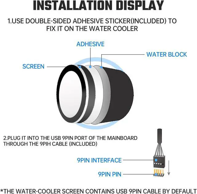 Alt view image 4 of 5 - 2.1" AIO Display Screen Upgrade Kit LCD Screen CPU Temp Monitor for CPU Liquid Cooler.