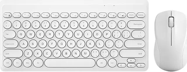 Main image of Compact Keyboard MouseCombo,JieruiDeng 79-Key Retro Mini Cute Computer Keyboard 2.4G USB Wireless and Silent Mice Set for Laptop Desktop PC iPad (White)