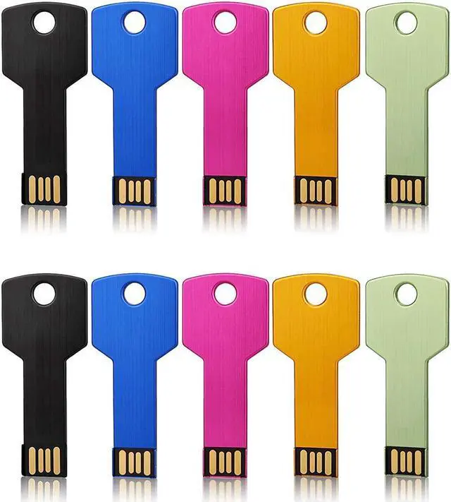 Main image of JUANWE 4GB USB Flash Drive 10 Pack, Colorful Flashdrives Key Shape Metal Thumb Drive Bulk, Waterproof USB Jump Drive 2.0 Mutipack Memory Stick, Portable Zip Drive Pendrive 5 Mix Color for Data Storage
