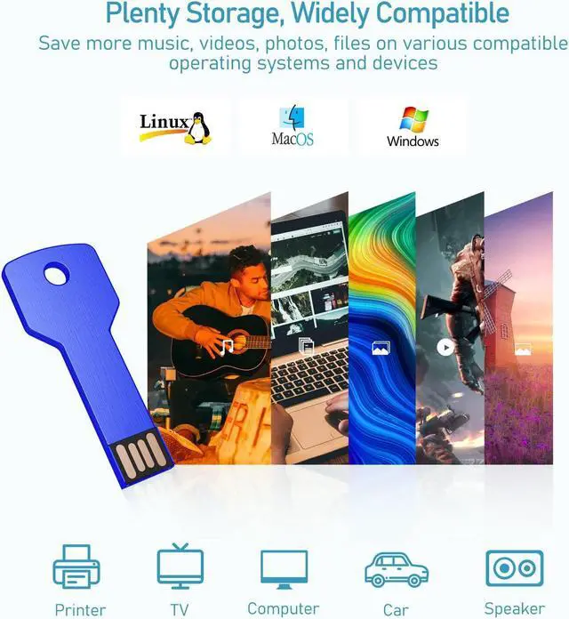 Alt view image 2 of 5 - JUANWE 4GB USB Flash Drive 10 Pack, Colorful Flashdrives Key Shape Metal Thumb Drive Bulk, Waterproof USB Jump Drive 2.0 Mutipack Memory Stick, Portable Zip Drive Pendrive 5 Mix Color for Data Storage