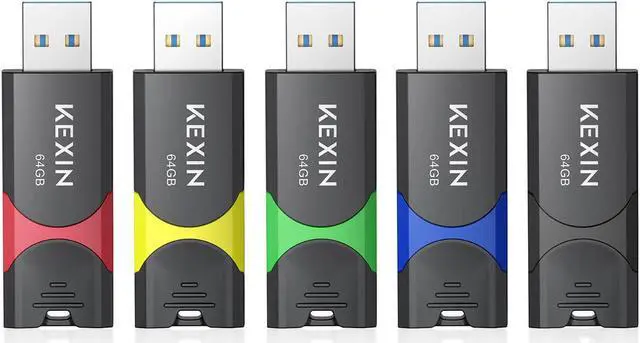 Main image of KEXIN Flash Drive 64GB USB 3.0 Flash Drive 64 GB Thumb Drive 5 Pack Memory Stick USB Drive Data Storage Jump Drive Colorful(64G 5-Pack)
