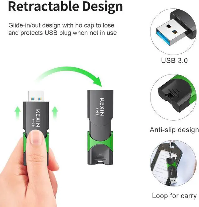 Alt view image 3 of 5 - KEXIN Flash Drive 64GB USB 3.0 Flash Drive 64 GB Thumb Drive 5 Pack Memory Stick USB Drive Data Storage Jump Drive Colorful(64G 5-Pack)