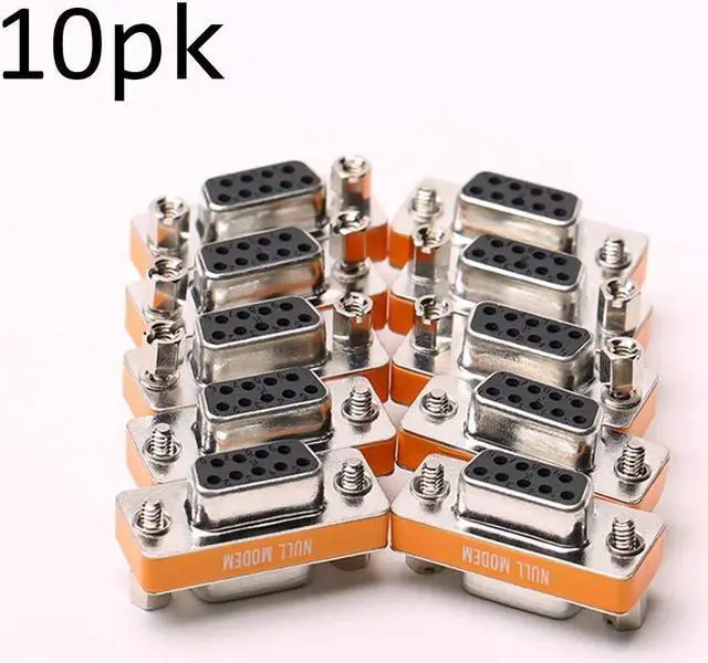 Alt view image 2 of 4 - Arnorin DB9 Null Modem Female to Female Slimline Data Transfer Serial Port Adapter 10 Pack
