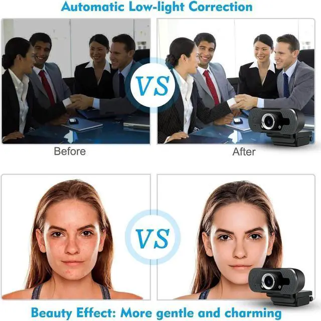 Alt view image 2 of 5 - Webcam with Microphone with Privacy Cover,1080P Full HD Web Camera with Wide View for Live broadcast,PC Laptop Desktop USB Webcams Computer Video Camera for USB Video Calling Recording Conferencing