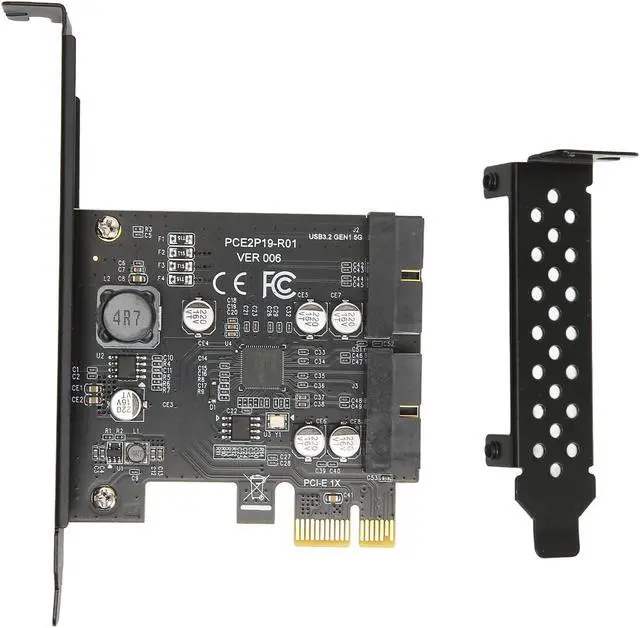 Main image of PCIE to USB 3.2 Expansion Card, 5Gbps High Speed USB Riser Card Dual Port USB3.2 GEN1 PCI Express Card 19 Pin Header for Type C Front Panel Mount Adapter(Black)