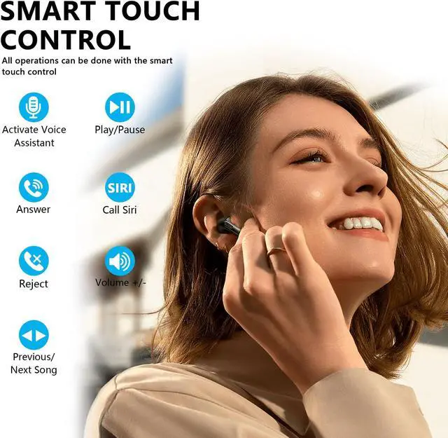 Alt view image 3 of 5 - CERRXIAN Earbuds,Red Earbuds with Charging Case LED, High-Fidelity Stereo for iOS/Android,Gaming/Running/Fitness/Work (Black)