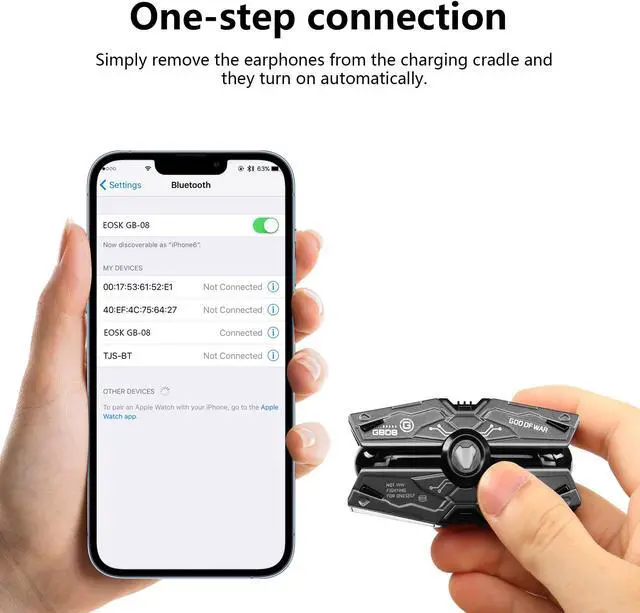 Alt view image 5 of 5 - CERRXIAN Earbuds,Red Earbuds with Charging Case LED, High-Fidelity Stereo for iOS/Android,Gaming/Running/Fitness/Work (Black)