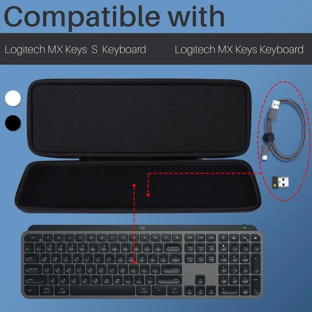 Alt view image 3 of 5 - Lebakort Hard Case Compatible with Logitech MX Keys S or MX Keys Advanced Keyboard (Pale Grey Case)