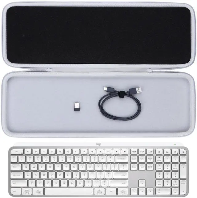 Alt view image 2 of 5 - Lebakort Hard Case Compatible with Logitech MX Keys S or MX Keys Advanced Keyboard (Pale Grey Case)