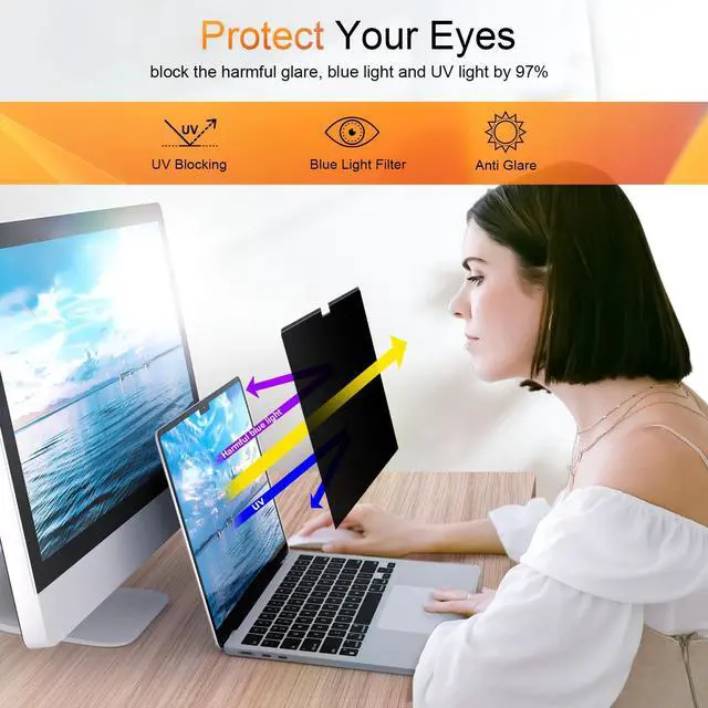 Alt view image 5 of 5 - Privacy Screen for MacBook Air 15 Inch 2023-2025 (M2 M3 M4 Chip), Magnetic Removable Anti Glare Blue Light Filter Protector