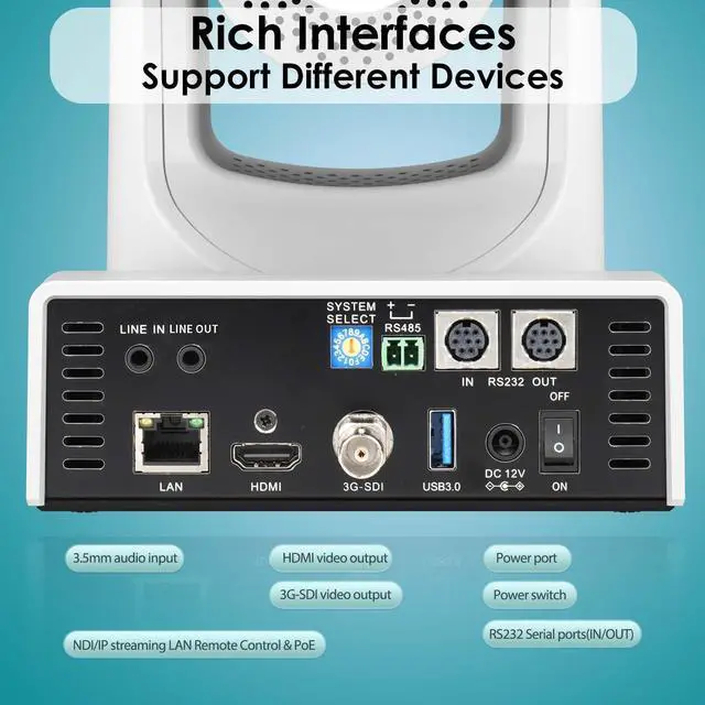 Alt view image 3 of 5 - Meeasier NDI PTZ Camera,20x AI Tracking with POE 3G-SDI/USB/IP/HDMI Optical Zoom PTZ Camera for Church,Live Streaming,Education Events vMix OBS(Full NDI)