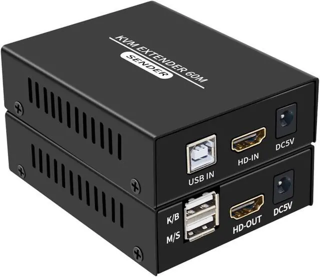 Main image of 60M HDMI KVM Extender Over Cat5e Cat6 1080P HDMI USB KVM Extender Transmit with Loop Out Support USB Keyboard Mouse Extension