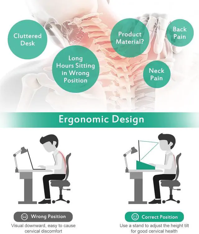 Alt view image 3 of 5 - Ufine Bamboo Laptop Stand for Desk 3 Heights Adjustable Notebook Stand Computer Monitor Riser with 2 Tier Storage Shelf, Desktop Organizer Printer Stand for Home Office
