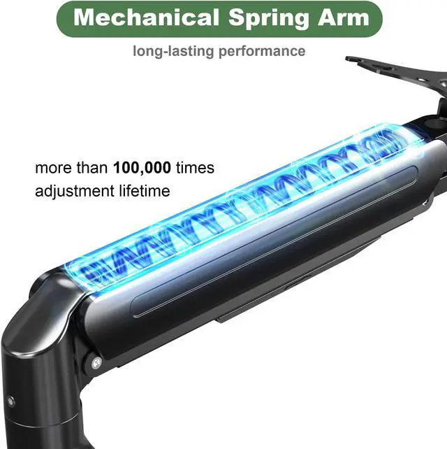 Alt view image 3 of 5 - UPGRAVITY Single Monitor Mount Arm for 17" to 32" Computer Screen, Mechanical Spring Adjustable Monitor Desk Mount Stand Holds up to 17.6 lbs, C-Clamp & Grommet Base, max. VESA 100x100mm