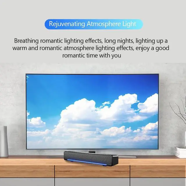Alt view image 3 of 5 - Wendry Computer Speakers,3.5mm Computer Sound Bass Surround Sound Box,USB Powered Portable Soundbar with 3D Stereo Sound and LED Breathing Light