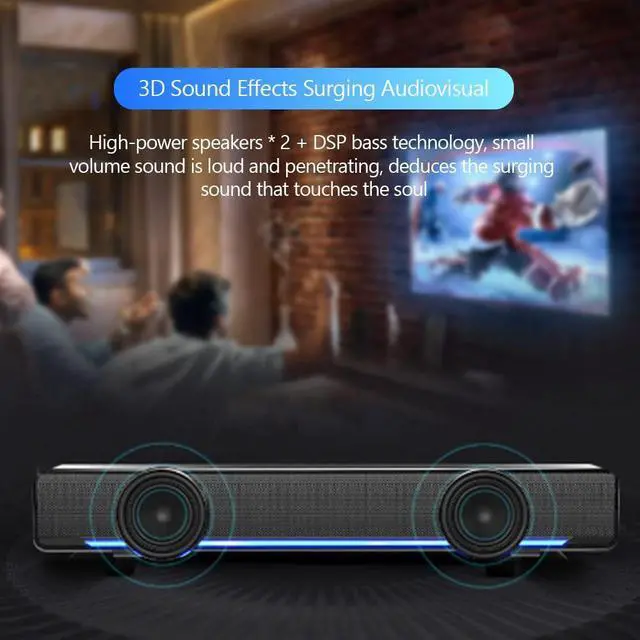 Alt view image 5 of 5 - Wendry Computer Speakers,3.5mm Computer Sound Bass Surround Sound Box,USB Powered Portable Soundbar with 3D Stereo Sound and LED Breathing Light