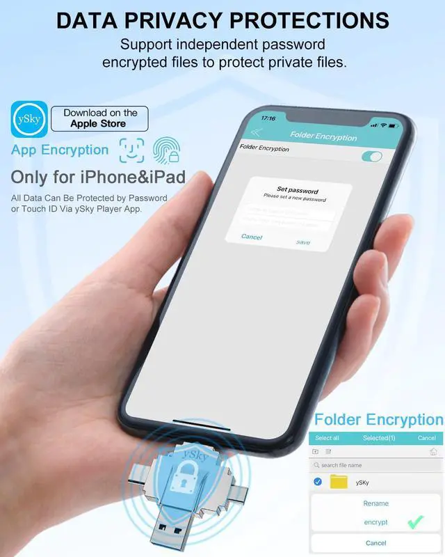 Alt view image 5 of 5 - MFi Certified 256GB Photo Stick for iPhone Flash Drive,4 in1 USB Memory Stick Flash Drives for iPhone/iPad/Android/PC/MAC, External USB C Storage for iPhone Vault/Photos/Videos/Contacts Backup