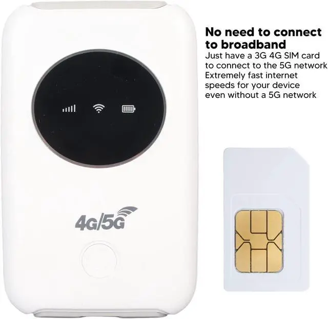 Alt view image 2 of 5 - 4G LTE Mobile Hotspot, Unlocked Mobile Hotspot, 5G Hotspot Devices SIM Card Slot 300Mbps Mobile Router, 3200MAh, 10m/32.8ft.