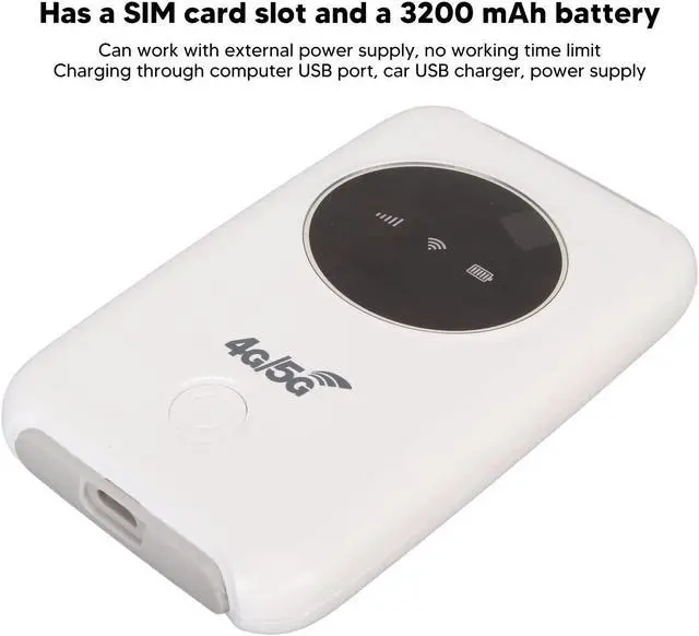 Alt view image 3 of 5 - 4G LTE Mobile Hotspot, Unlocked Mobile Hotspot, 5G Hotspot Devices SIM Card Slot 300Mbps Mobile Router, 3200MAh, 10m/32.8ft.