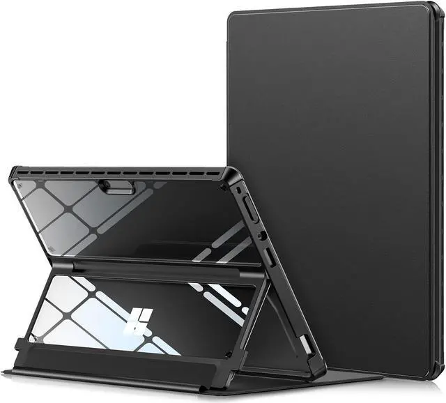 Main image of INFILAND Microsoft Surface Pro 8 Case, Military-Grade Drop Protection, High Clarity Case + Leather Cover for 13" 2021 Tablet, Compatible With Type Cover Keyboard, Black