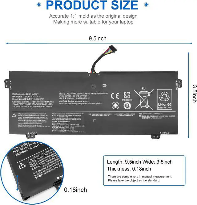 Alt view image 2 of 5 - L16C4PB1 L16M4PB1 Battery Replacement for Lenovo Yoga 720 13 720-13IKB 720-131KB 720-13lKB 80X6, Yoga 730-13IKB 730-131KB 81C3, Yoga 730 730-13IWL 730-131WL 730-13lWL 81JR, L16L4PB1 5B10M52738
