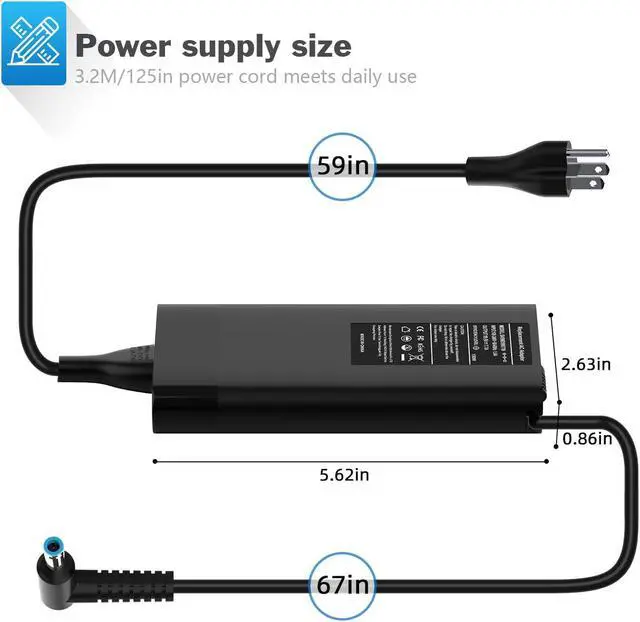 Alt view image 3 of 5 - 150W Hp Zbook Charger, Laptop Power Cord Adapter for HP ZBook Studio15 G3 G4 G5 HP ZBook G3 G4 OMEN x by 15 17 ADP-150XB B 776620-001 917677-003 x360 G5 Mobile Workstation,OMEN/Pavilion 15 17