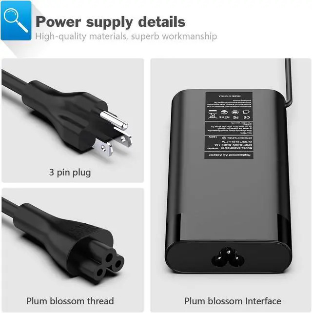 Alt view image 4 of 5 - 150W Hp Zbook Charger, Laptop Power Cord Adapter for HP ZBook Studio15 G3 G4 G5 HP ZBook G3 G4 OMEN x by 15 17 ADP-150XB B 776620-001 917677-003 x360 G5 Mobile Workstation,OMEN/Pavilion 15 17