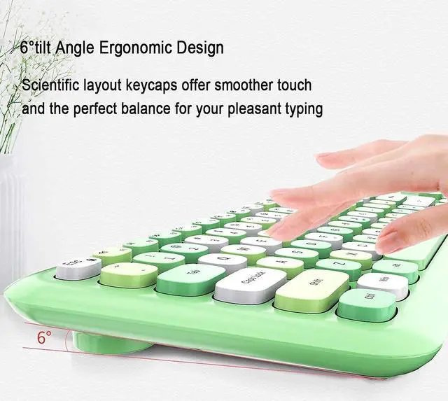 Alt view image 3 of 5 - MOFII Wireless Keyboard and Mouse Combo Silent, Slim Compact 2.4G USB Full Size Wireless Mouse and Keyboard Combo, Cute 110 Keys Keyboard for PC, Notebook, MacBook, Tablet, Laptop, Windows System