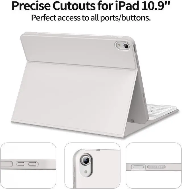 Alt view image 4 of 5 - kenke Keyboard Case for iPad 10th Generation (10.9 Inch 2022) / iPad (A16) 11th (11 inch 2025) with Left Pencil Holder, Thin & Light, Stand Folio Detachable Wireless Bluetooth Keyboard Case, Gray