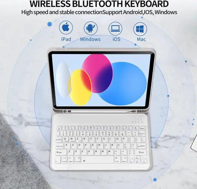 Alt view image 2 of 5 - kenke Keyboard Case for iPad 10th Generation (10.9 Inch 2022) / iPad (A16) 11th (11 inch 2025) with Left Pencil Holder, Thin & Light, Stand Folio Detachable Wireless Bluetooth Keyboard Case, Gray