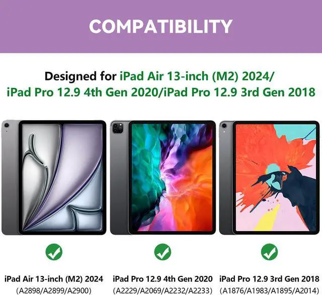 Alt view image 2 of 5 - KBCASE Touch Keyboard Case for iPad Air 13 inch (M3/M2, 2025/2024)/for iPad Pro 12.9 inch 3rd/4th Gen 2018/2020, 360degRotatable Case with Touchpad & Pencil Holder for iPad Air 13 inch (Light Purple)