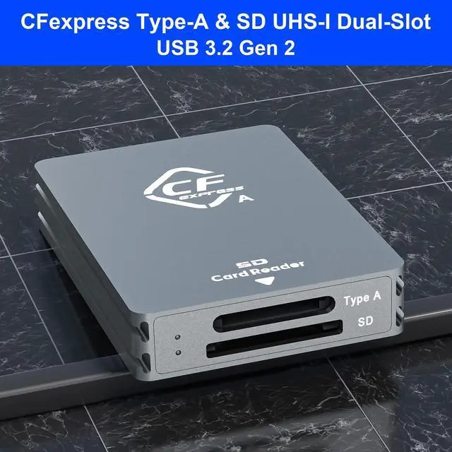 Alt view image 4 of 5 - CFexpress Type A/SD Card Reader USB C, 10Gbps CFexpress Type A Card Reader with USB 3.2 Gen2 Transfer Speed, Dual Slot CF Express Type A SD Card Reader Adapter with USB C to USB C/USB A Cable