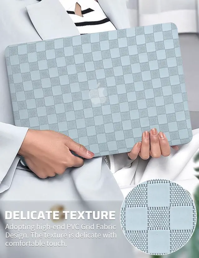 Alt view image 2 of 5 - Seorsok Compatible with MacBook Pro 13 inch Case M2 2023,2022,2021-2016 A2338 M1 A2251 A2289 A2159 A1989 A1708 A1706,Elegant Leather Plastic Hard Case&Transparent Keyboard Cover,Gray Tartan PVC