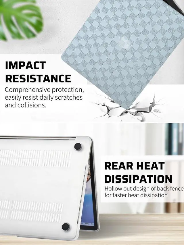 Alt view image 5 of 5 - Seorsok Compatible with MacBook Pro 13 inch Case M2 2023,2022,2021-2016 A2338 M1 A2251 A2289 A2159 A1989 A1708 A1706,Elegant Leather Plastic Hard Case&Transparent Keyboard Cover,Gray Tartan PVC