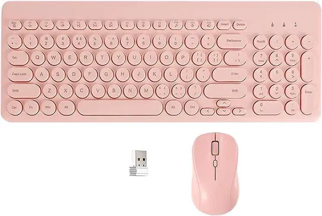 Main image of Wireless Keyboard with Mouse Combo, 2.4G Full Size Keyboard with Round Keycap and Silent Optical Mice Set for Computer PC Laptop (Pink)