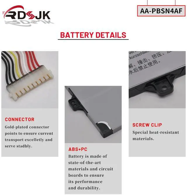 Alt view image 5 of 5 - AA-PBSN4AF Laptop Battery for Samsung NP930SBE NP930SBE-K01CN NP930SBE-K02HK NP930SBE-K03CN NT930SBE NT930SBE-K28A NT930SBE-K38 NT930SBE-KT3W NP730QCJ NP730QCJ-K01US NP730QDA NP730QDA-KA1US 15.4V 54Wh