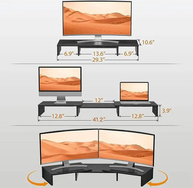 Alt view image 3 of 5 - LORYERGO Dual Monitor Stand for 2 monitors & LORYERGO Laptop Lap Desk