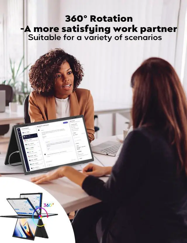 Alt view image 4 of 5 - ZSCMALLS 2.5K Dual Monitor(Wins Only), Triple Laptop Screen Extender, 15.6" QHD Folding Stacked Portable Dual Monitor, USB C Travel Extended Computer Display, 180degRotation, Plug & Play for Laptops