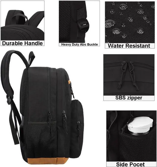 Alt view image 4 of 5 - KEOFID classic carry-on travel backpack for men and women, Anti theft laptop backpack with USB charging port, work backpack, backpack for college, water resistent(Black 19inches)