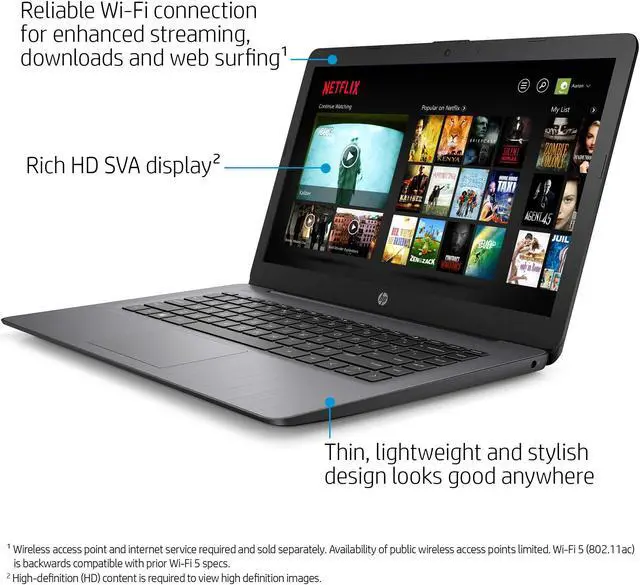 Alt view image 4 of 4 - HP Stream 14-inch HD 64GB eMMC Celeron N4020 (4GB RAM, SD Card Reader, Windows 10 Home S) Brilliant Black, 14-cb174wm