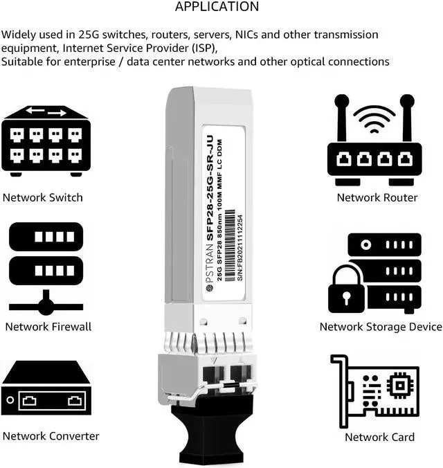 Alt view image 2 of 2 - OPSTRAN 25GBASE-SR SFP28 Optical Transceiver Module Compatible with Juniper QFX-SFP-25G-SR JNP-SFP-25G-SR 25G SFP28 850nm 100m DOM Duplex LC MMF 4 Pack