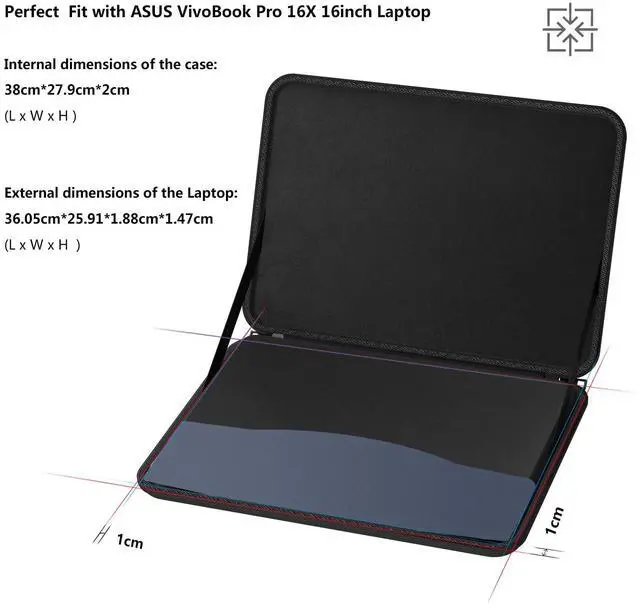 Alt view image 4 of 5 - Smatree Hard Shell Case for 16 inch ASUS ROG Strix SCAR 16 2025 G635/2024 Gaming Laptop, for 16 inch ASUS ROG Strix G16 2025/2024 G614, for 16 inch ASUS VivoBook 16X/Pro 16X, 16inch ASUS Laptop Sleeve