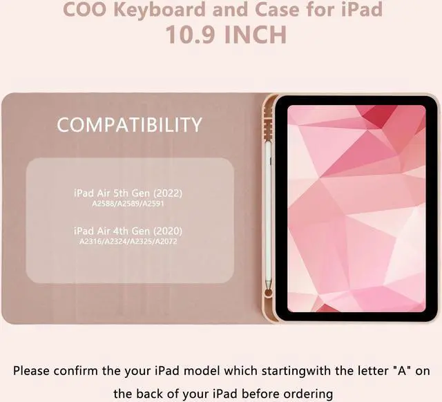 Alt view image 2 of 5 - COO Keyboard Case for iPad Air 5th Generation (2022)/ iPad Air 4th Generation (2020)/ iPad Pro 11 (2018), Detachable Wireless Keyboard, Built-in Pencil Holder