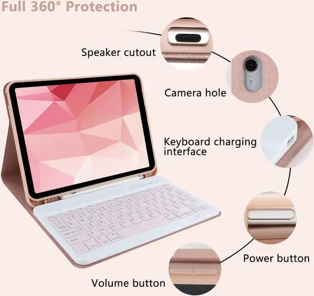 Alt view image 4 of 5 - COO Keyboard Case for iPad Air 5th Generation (2022)/ iPad Air 4th Generation (2020)/ iPad Pro 11 (2018), Detachable Wireless Keyboard, Built-in Pencil Holder