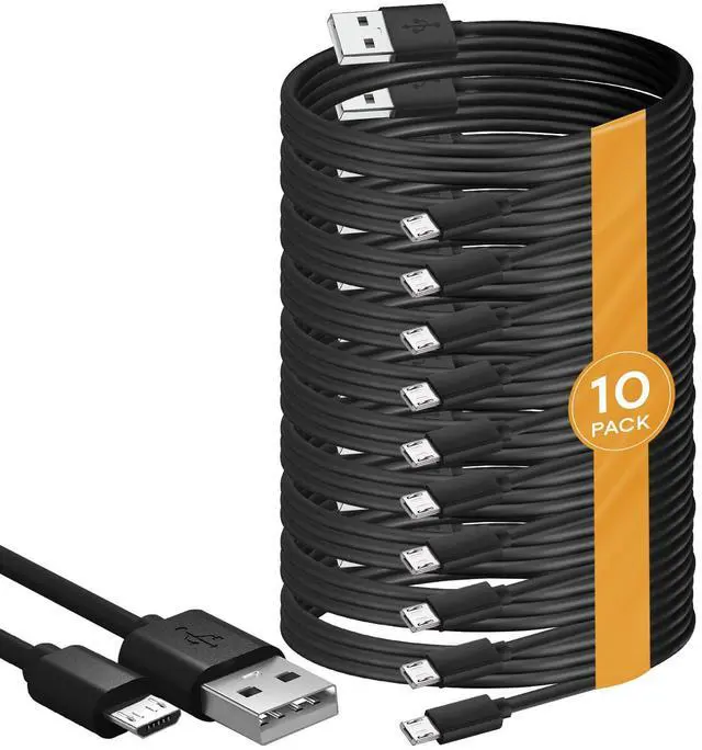 Main image of (10-Pack) 15ft. Micro USB Cable, Charging & Data Transfer Android USB Cord, Compatible with Kindle Fire HD, 6 7 8 10 (1-8th Gen) Kindle Paperwhite Tablet, Bluetooth Speakers, Headphone (15-feet)