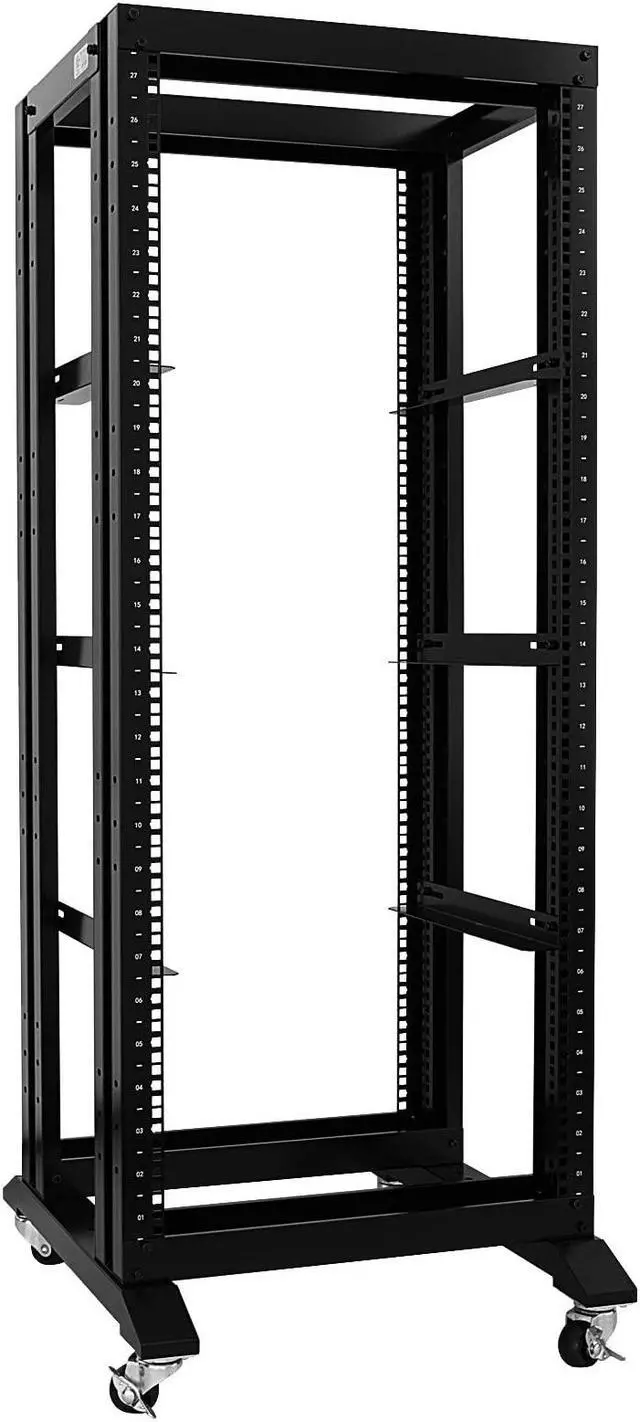 Main image of RAISING ELECTRONICS 27U 4 Post Open Frame Network Server Rack 19inch Width 600mm deep with 3 Pairs of L Rail