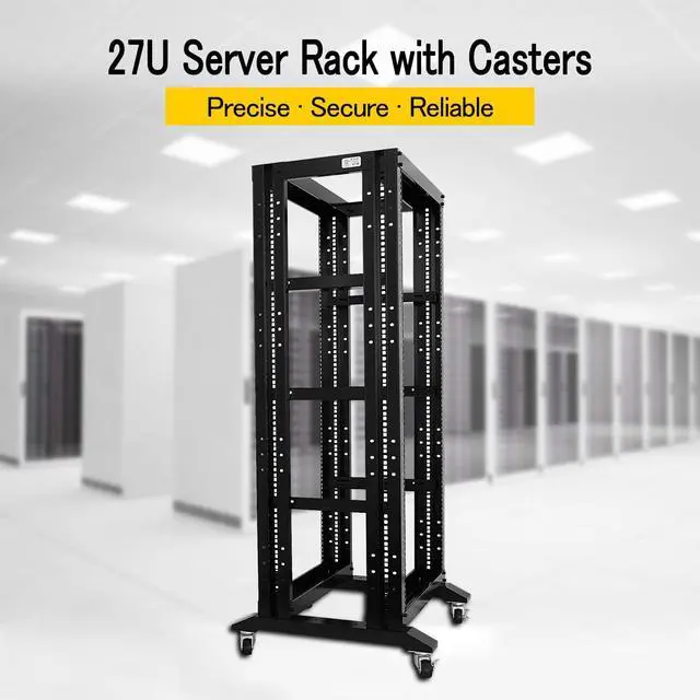 Alt view image 2 of 5 - RAISING ELECTRONICS 27U 4 Post Open Frame Network Server Rack 19inch Width 600mm deep with 3 Pairs of L Rail