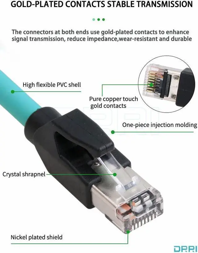 Alt view image 5 of 5 - DRRI M12 X-Coded 8 Pin to RJ45 10 Gbps Gigabit Ethernet Interface Cat 7e Shielded Cable for Cognex in-Sight Series Industrial Cameras(25M)